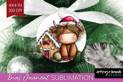 Highland Cow Ornament PNG - Whimsical Christmas PNG Product Image 1