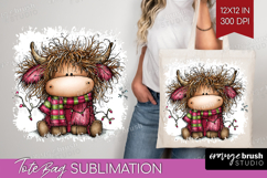 Highland Cow Tote Bag - Whimsical Christmas Tote Bag PNG Product Image 1
