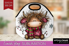 Highland Cow Lunch Bag - Whimsical Christmas Lunch Bug PNG Product Image 1