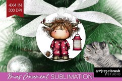 Highland Cow Ornament PNG - Whimsical Christmas PNG Product Image 1