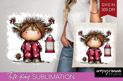 Highland Cow Tote Bag - Whimsical Christmas Tote Bag PNG Product Image 1