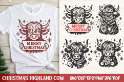 Christmas Highland Cow SVG Bundle | Festive Farm Animals Product Image 6