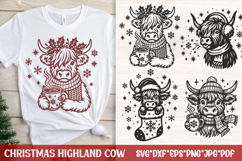 Christmas Highland Cow SVG Bundle | Festive Farm Animals Product Image 3