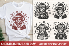 Christmas Highland Cow SVG Bundle | Festive Farm Animals Product Image 2