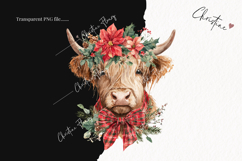 Christmas Highland Cow Clipart | Christmas PNG Product Image 2