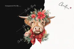 Christmas Highland Cow Clipart | Christmas PNG Product Image 2