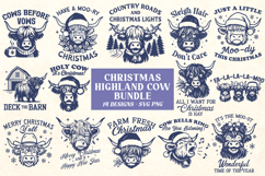 Christmas Highland Cow SVG PNG Bundle, Funny Farm Animals Product Image 1