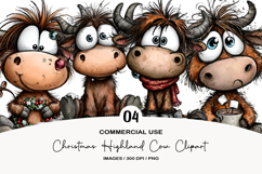 Christmas Highland Cow Clipart Product Image 1