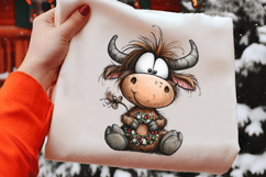 Christmas Highland Cow Clipart Product Image 2