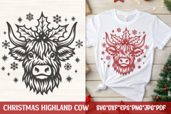 Christmas Highland Cow SVG Holly Rustic Farmhouse Laser Cut