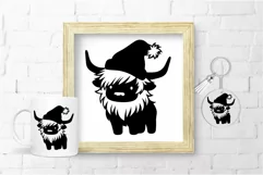 Christmas Highland Cow in Santa Hat SVG File Baby Cow