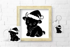Christmas Highland Cow in Santa Hat SVG File Baby Cow