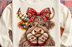 Christmas Highland Cow PNG Product Image 4