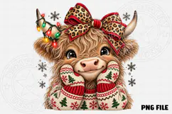 Christmas Highland Cow PNG Product Image 2