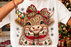 Christmas Highland Cow PNG Product Image 3