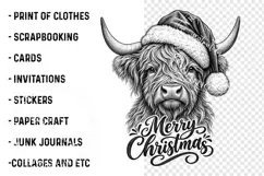 Christmas Highland Cow PNG, Trending Merry Christmas png Product Image 3