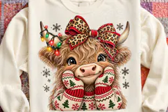 Christmas Highland Cow PNG Product Image 4