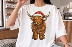 Christmas Highland Cow PNG, Festive Farm Animal Sublimation Product Image 2