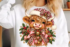 Pink Leopard Christmas Highland Cow, Pink Leopard Highland Product Image 3