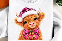 Christmas Highland Cow PNG Pink Leopard Product Image 2