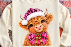 Christmas Highland Cow PNG Pink Leopard Product Image 4