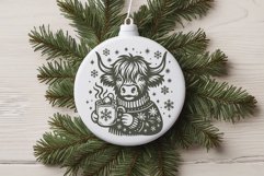 Christmas Highland Cow SVG | Cozy Cow with Hot Cocoa Product Image 3