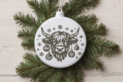 Christmas Highland Cow SVG | Cow Head with Baubles Product Image 3