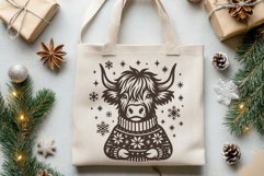 Christmas Highland Cow SVG | Ugly Sweater Winter Cow Product Image 3