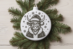 Christmas Highland Cow SVG Santa Hat Farmhouse Laser Cut Product Image 3
