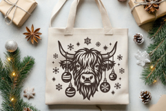 Christmas Highland Cow SVG | Cow Head with Baubles Product Image 2