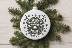 Christmas Highland Cow SVG | Festive Winter Cow Head Product Image 2