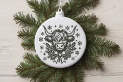 Christmas Highland Cow SVG | Festive Winter Cow Head Product Image 2