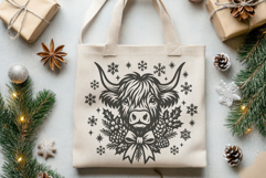 Christmas Highland Cow SVG | Festive Winter Cow Head Product Image 3