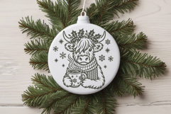 Christmas Highland Cow SVG | Cozy Winter Cow with Cocoa Product Image 2