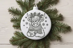 Christmas Highland Cow SVG | Cozy Winter Cow with Cocoa Product Image 2
