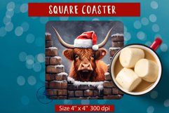 Christmas highland cow square 3d Cow sunta png