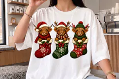 Christmas Highland Cow Stockings PNG, Winter Sublimation PNG Product Image 2