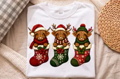 Christmas Highland Cow Stockings PNG, Winter Sublimation PNG Product Image 3
