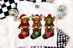 Christmas Highland Cow Stockings PNG, Winter Sublimation PNG Product Image 4