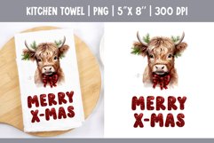 Christmas Highland Cow | Kitchen Towel Sublimation Design Product Image 1