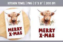 Christmas Highland Cow | Kitchen Towel Sublimation Design Product Image 1