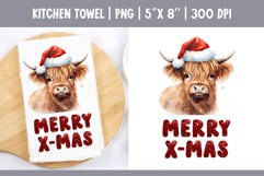 Christmas Highland Cow | Kitchen Towel Sublimation Design Product Image 1