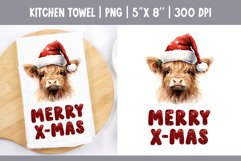 Christmas Highland Cow | Kitchen Towel Sublimation Design Product Image 1