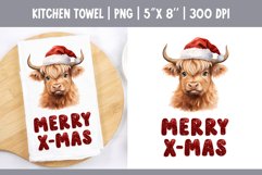 Christmas Highland Cow | Kitchen Towel Sublimation Design Product Image 1