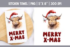 Christmas Highland Cow | Kitchen Towel Sublimation Design Product Image 1