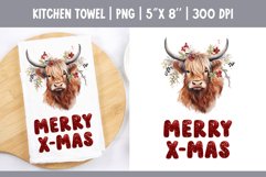 Christmas Highland Cow | Kitchen Towel Sublimation Design Product Image 1