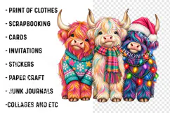 Christmas Highland Cow Trio Farmhouse Sublimation Png Product Image 3