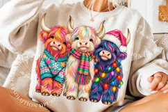 Christmas Highland Cow Trio Farmhouse Sublimation Png Product Image 5