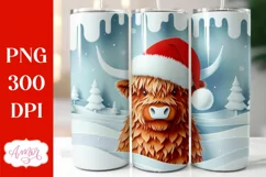 Christmas Highland cow tumbler wrap for sublimation Product Image 1