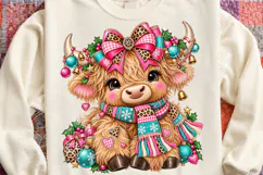 Christmas Highland Cow , Whimsical Holiday Sublimation Product Image 1